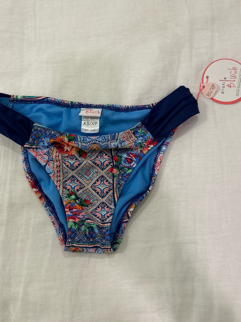 Profile by Gottex Blue Floral Mosaic Bikini Bottoms